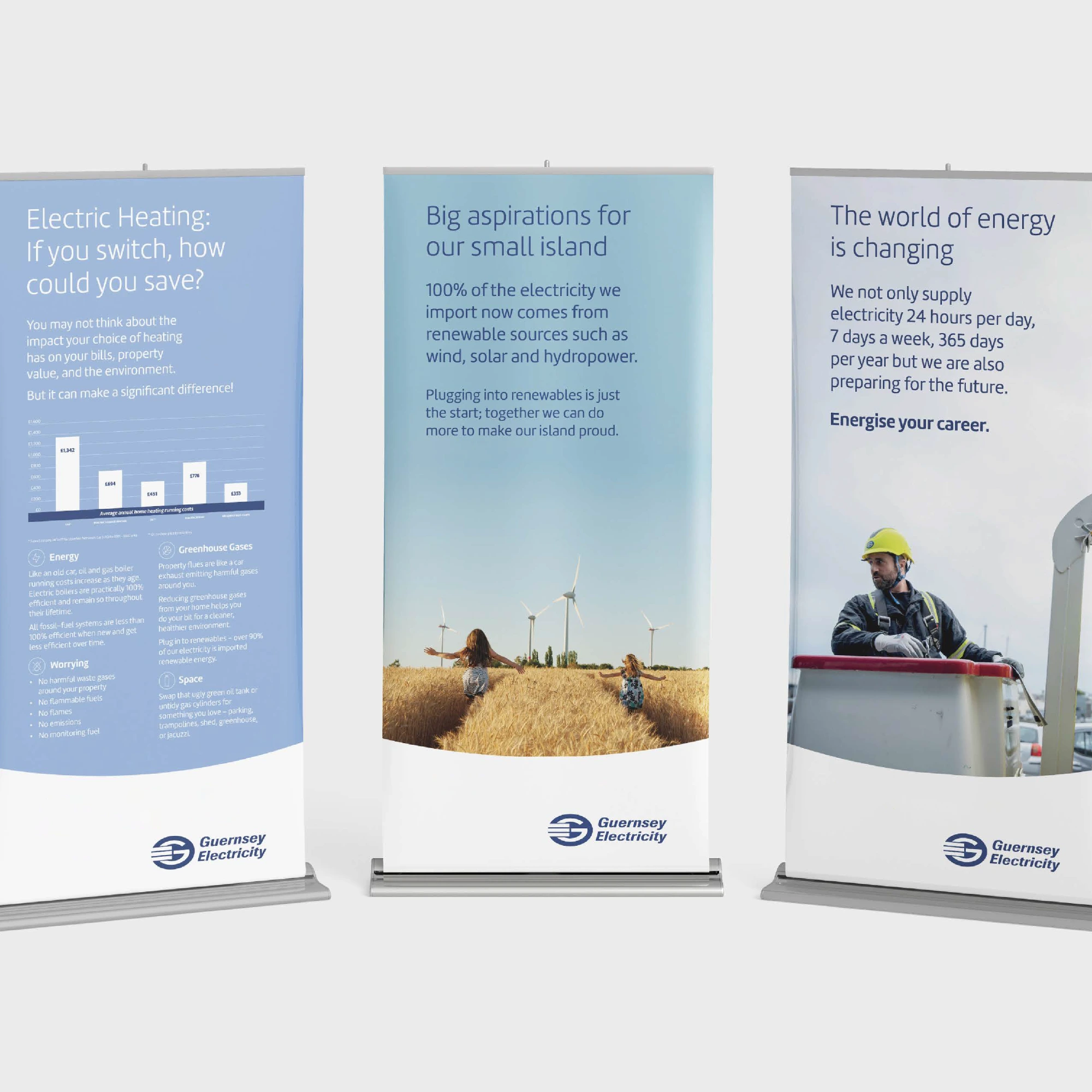 Roller banner graphic design for a Guernsey energy business